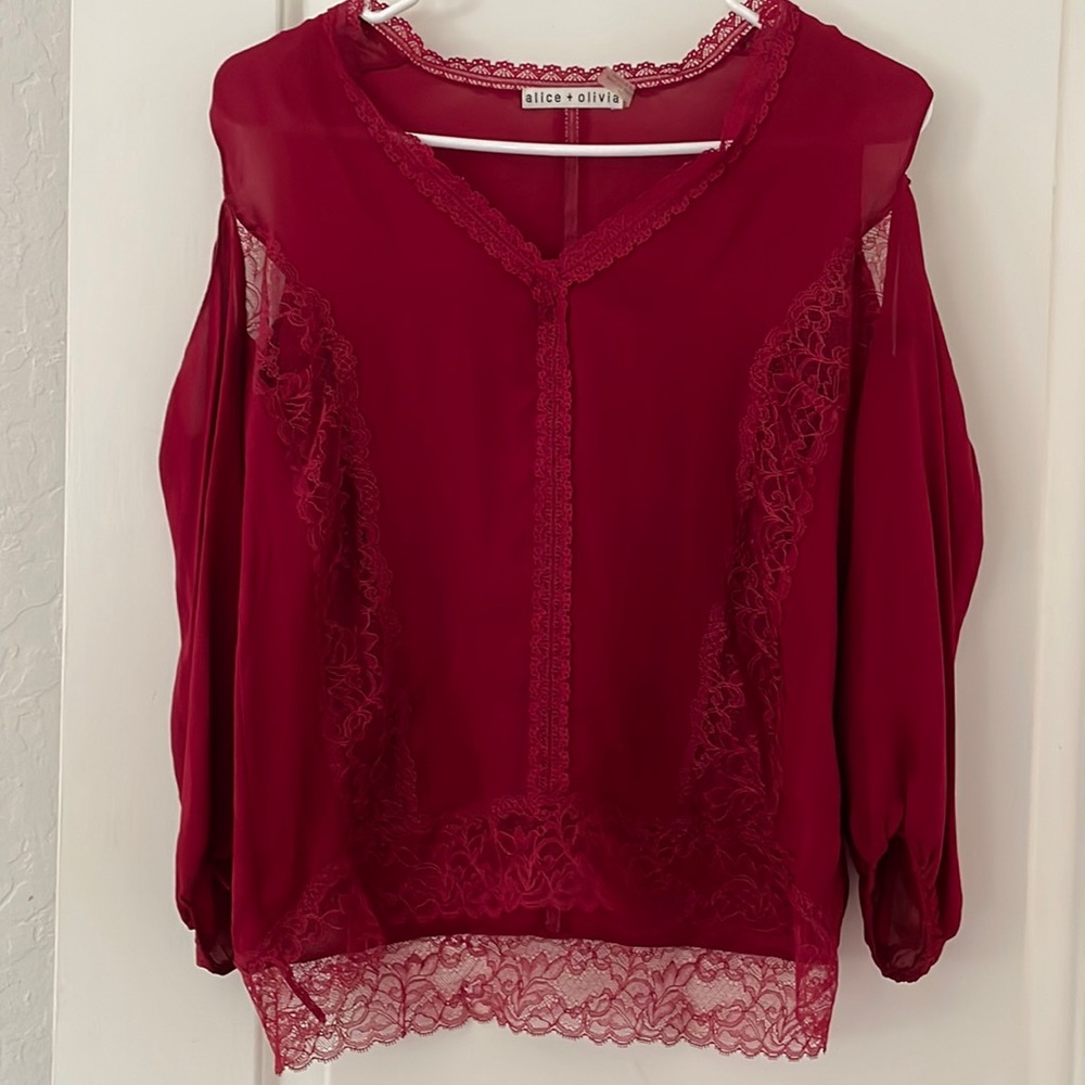 Alice Olive 100% silk top